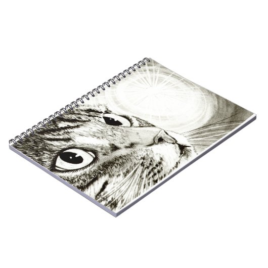 虎猫猫の豆電球のスケッチの芸術のノート ノートブック (左側)