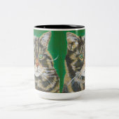 虎猫猫は、かわいい子猫のマグ2緑のブラウンにある調子を与えました ツートーンマグカップ (中央)