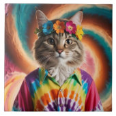 虎猫花子供化粧瓦 タイル (正面)