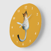 虎猫黒と茶色の猫イラストレーション ラージ壁時計 (傾斜)