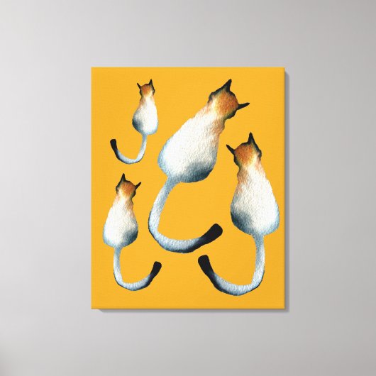 虎猫黒猫と黒猫イラストレーション キャンバスプリント (正面)