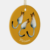 虎猫黒猫と黒猫イラストレーション セラミックオーナメント (右)