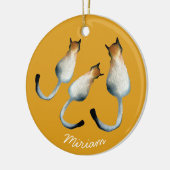 虎猫黒猫と黒猫イラストレーション セラミックオーナメント (左)