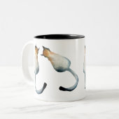 虎猫黒猫と黒猫イラストレーション ツートーンマグカップ (正面左)