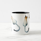 虎猫黒猫と黒猫イラストレーション ツートーンマグカップ (中央)