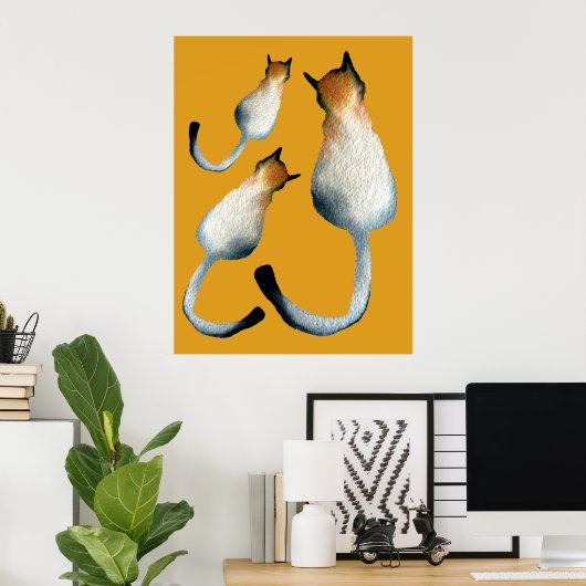 虎猫黒猫と黒猫イラストレーション ポスター (ホームオフィス)