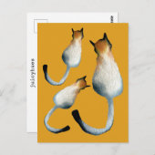 虎猫黒猫と黒猫イラストレーション ポストカード (正面/裏面)