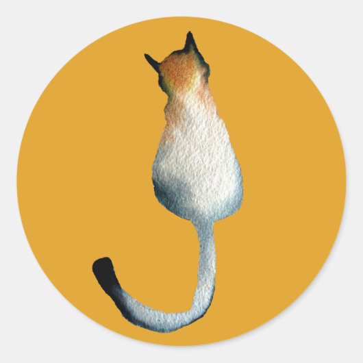 虎猫黒猫と黒猫イラストレーション ラウンドシール (正面)