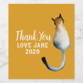 虎猫黒猫と黒猫イラストレーション ワインラベル (シングルラベル)