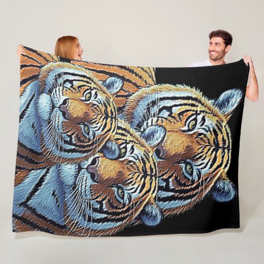 虎3頭 フリースブランケット (インサイチュ)