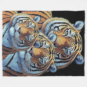 虎3頭 フリースブランケット (正面(横))