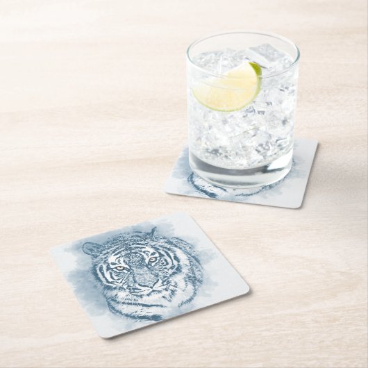 虎 スクエアペーパーコースター (インサイチュ)