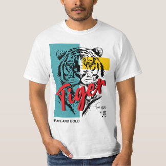 虎 勇敢で大胆 1975年設立 レトロな野生動物 Tシャツ