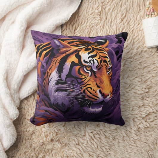 虎(紫) クッション (ブランケット)