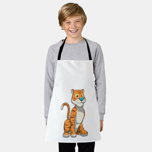 虎（蝶あり） エプロン (着用した状態)