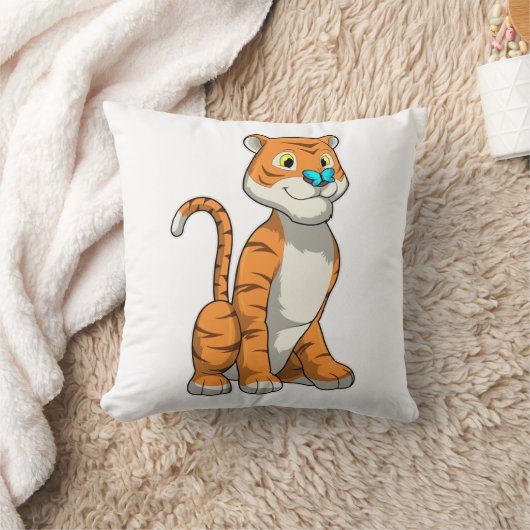 虎（蝶あり） クッション (ブランケット)