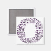 虐待、薬物、恐怖なし（手紙O – セットの一部） マグネット (正面/裏面)