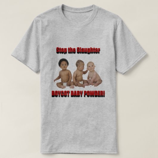 虐殺ストップ Tシャツ (デザイン正面)