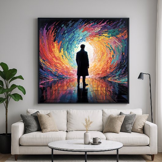 虚空を覗き込む - 孤独な黒いシルエットスタイル ポスター