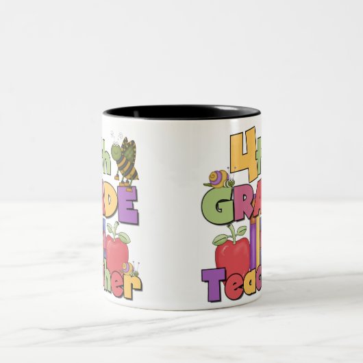 虫およびりんごの第4等級の先生 ツートーンマグカップ (中央)