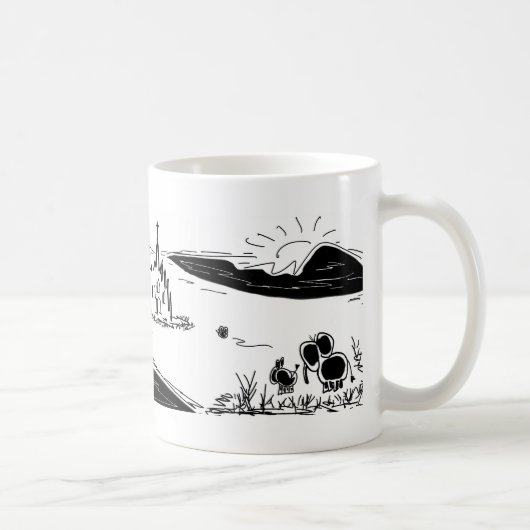 虫およびカテドラルを持つろばそして象 コーヒーマグカップ (右)