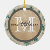 虫および昆虫の背景のモノグラム セラミックオーナメント (裏面)