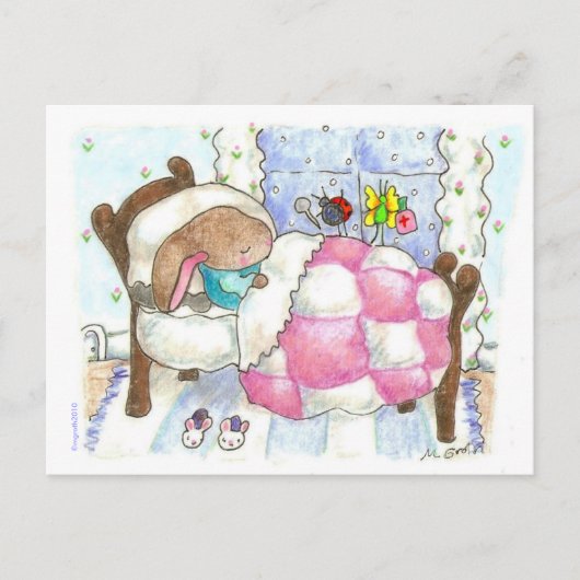 虫が付いているバニー ポストカード (正面)