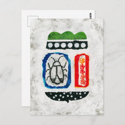 虫が可愛いハガキ – 抽象芸術アート ポストカード (正面/裏面)