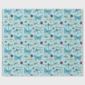 虫が好きにかわいい青い虫が虫を ラッピングペーパー (フラット)
