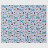 虫が好きのかわいい紫の愛の虫 ラッピングペーパー (フラット)