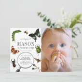 虫と虫のヴィンテージ少年の写真1歳の誕生日 招待状 (スタンド正面)