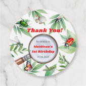 虫と虫のヴィンテージ男の子の誕生日パーティー フェイバータグ (裏面)