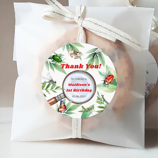 虫と虫のヴィンテージ男の子の誕生日パーティー フェイバータグ