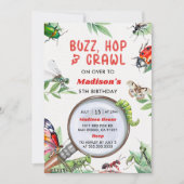 虫と虫のヴィンテージ男の子の誕生日パーティー 招待状 (正面)