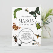 虫と虫のヴィンテージ男の子1歳 招待状 (スタンド正面)