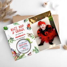 虫と虫のヴィンテージ誕生日パーティー招待