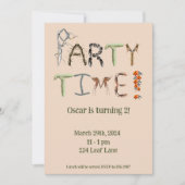 虫と虫をテーマにしたパーティー子供の怖いクチク 招待状 (正面)