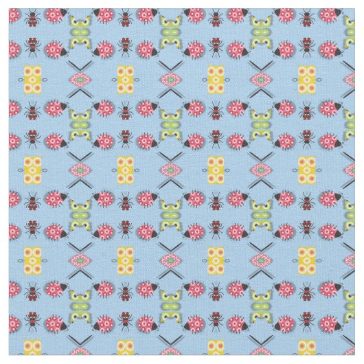 虫と蝶の織物 ファブリック (クローズアップ)