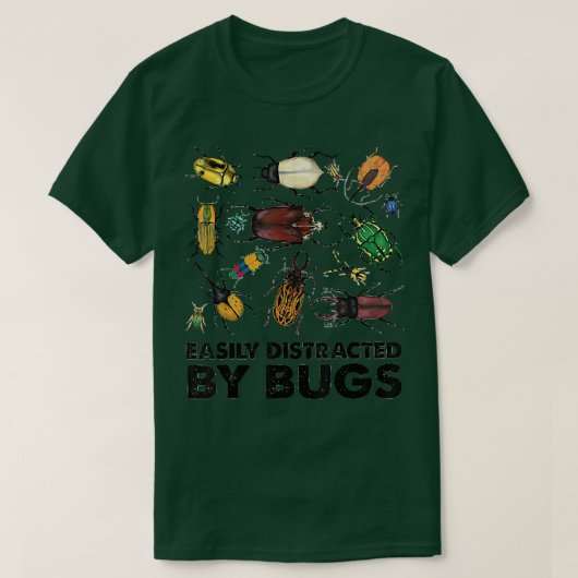 虫に簡単に気を取られる昆虫科学昆虫L Tシャツ (デザイン正面)