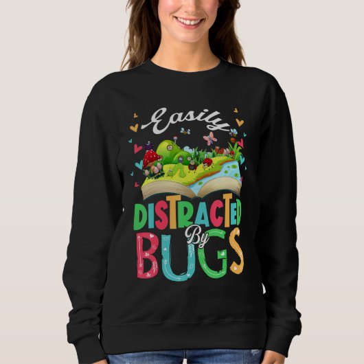 虫に簡単に気を取られる虫本 スウェットシャツ (正面)