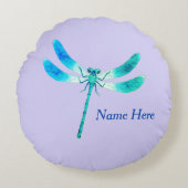 虫のように可愛いブルーグリーントンボ ラウンドクッション (正面)