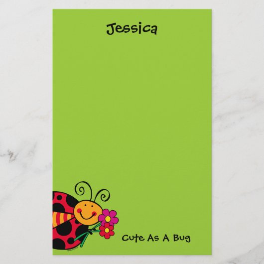 虫のカスタムの文房具としてかわいいてんとう虫 便箋 (正面)