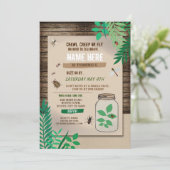 虫のキャッチャーのゴミ集め競争の子供の誕生日のパーティー 招待状 (スタンド正面)