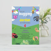虫のテーマの子供の誕生日パーティー招待状　ぞわぞわ 招待状 (スタンド正面)