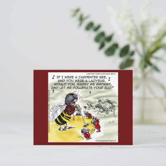 虫のナイトクラブの歌手「ポリネーション」 おもしろい ポストカード (スタンド正面)