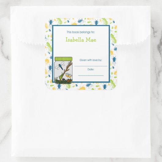 虫のバグjar蔵書票本プレートシール スクエアシール (バッグ)