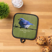 虫の付いた雄の西のブルーバード 鍋敷き (トップダウン)