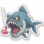 虫の後のキャラクターの恐ろしい魚と虫 シール (正面)