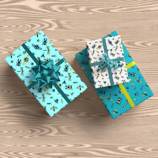 虫の模様トリオ ラッピングペーパーシート