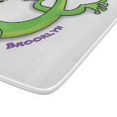 虫の漫画と可愛い幸せな緑のゲッコ挨拶 カッティングボード (角)